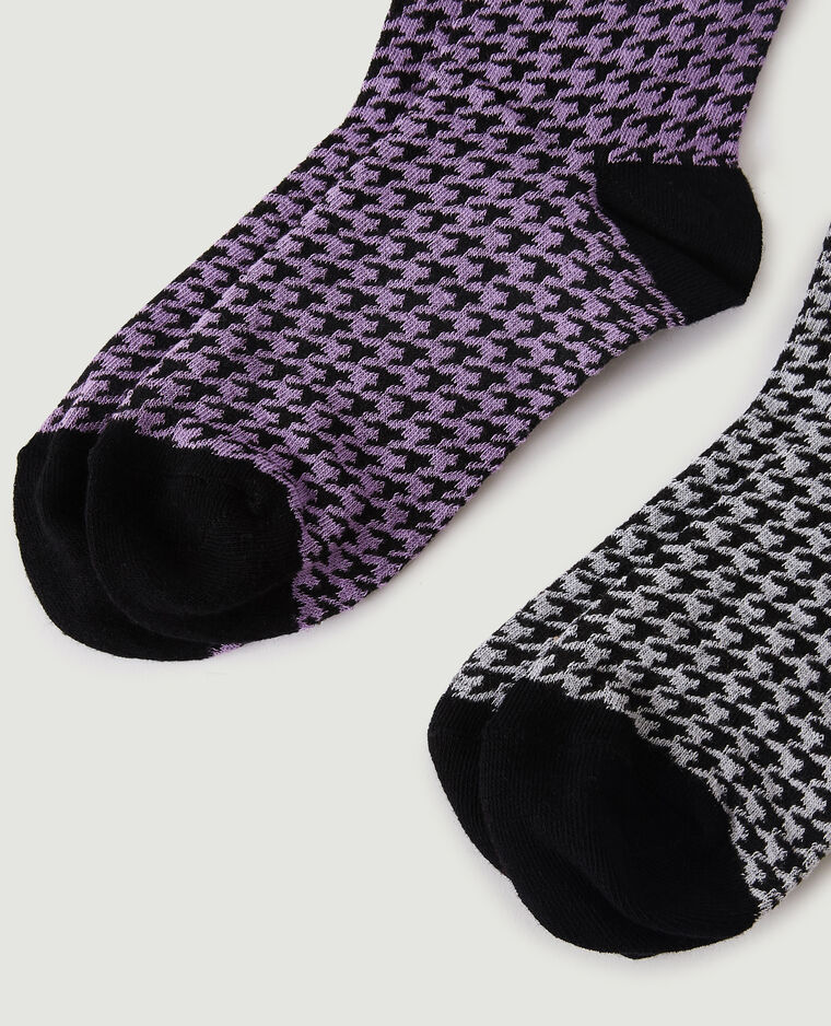 Lot de 2 paires de chaussettes à motifs pied-de-poule violet - Pimkie