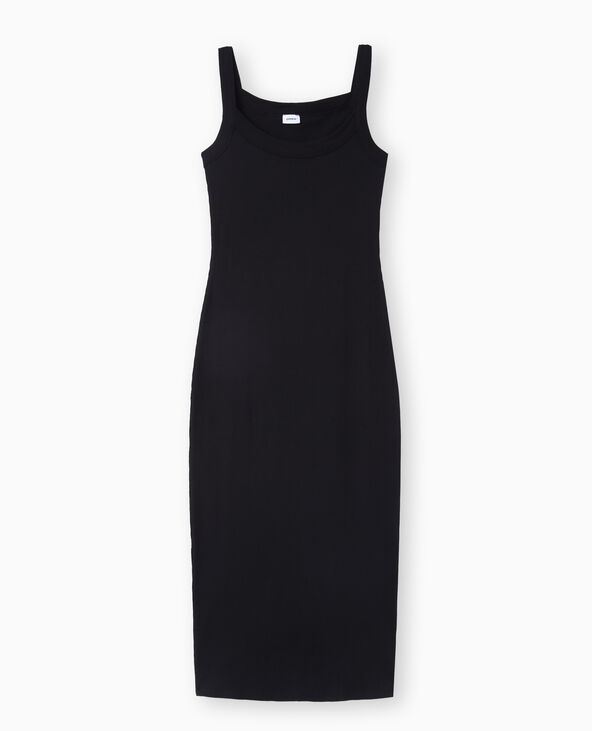 Robe longue et moulante en maille côtelée noir - Pimkie