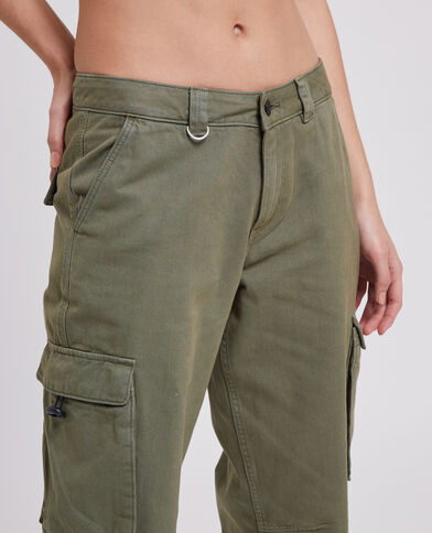 Pantalon droit cargo taille basse vert kaki - Pimkie