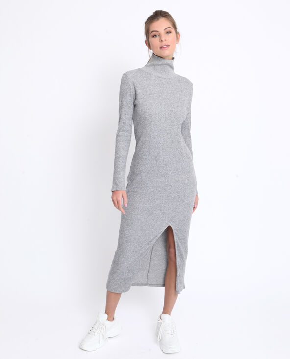 Robe longue fendue gris chiné - Pimkie