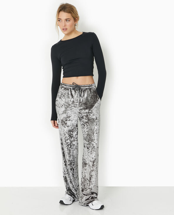 Pantalon fluide en velours gris - Pimkie