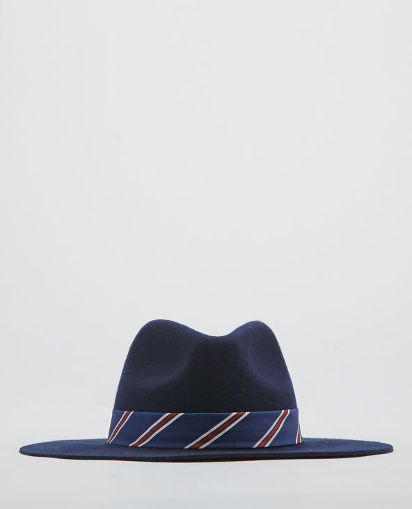 Fedora à rayures bleu marine - Pimkie