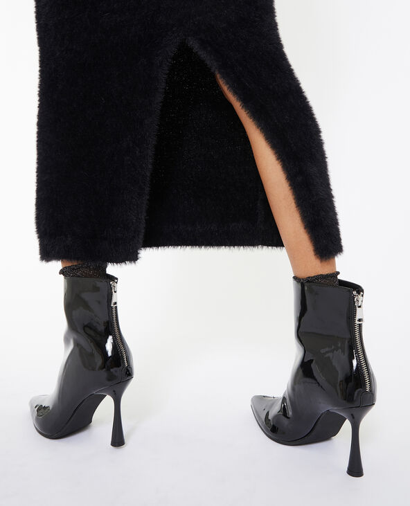 Jupe longue en maille fluffy et poilue noir - Pimkie