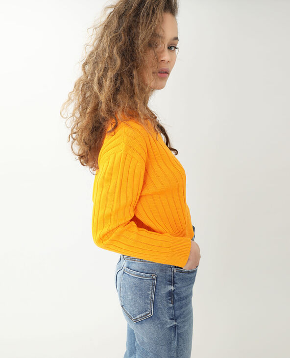 Gilet maille côtes plates orange - Pimkie