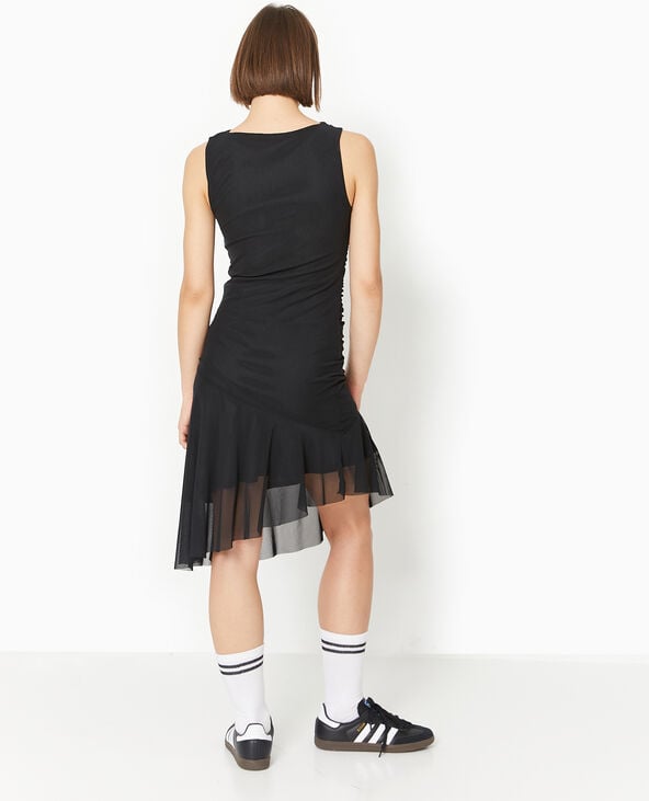 Robe asymétrique en mesh noir - Pimkie
