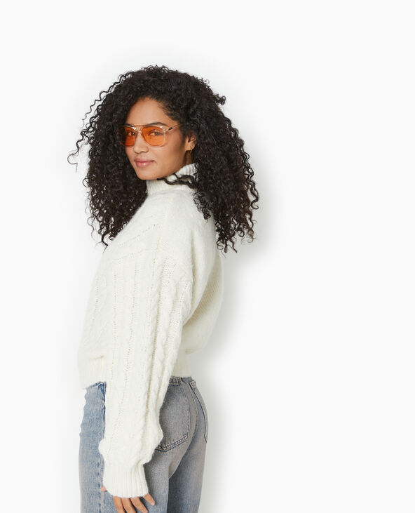Gilet zippé en maille torsadée blanc - Pimkie