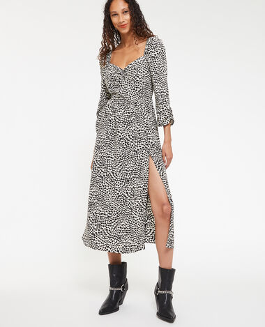 Robe midi encolure cœur avec fronces blanc - Pimkie