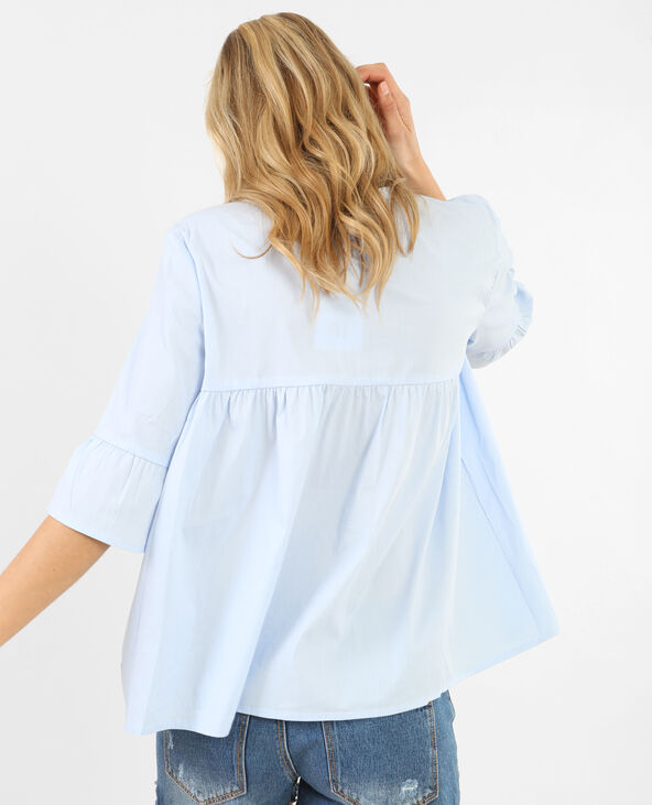Blouse popeline évasée bleu clair - Pimkie