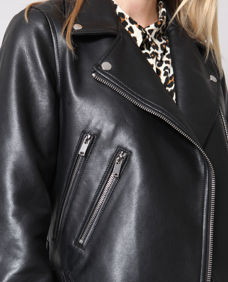 Blouson biker simili cuir noir - Pimkie