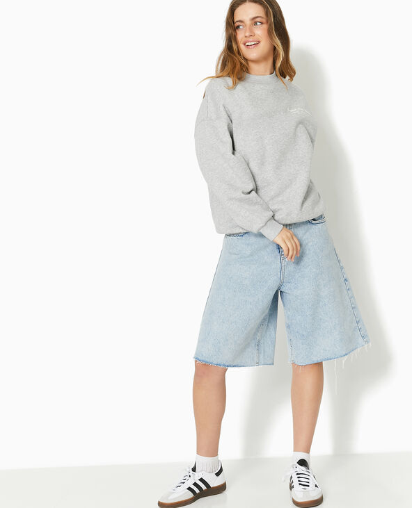 Sweat oversize avec flocages poitrine et dos gris chiné - Pimkie