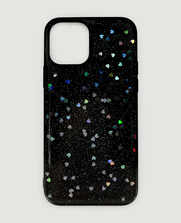 Coque iPhone "cœurs" noir - Pimkie