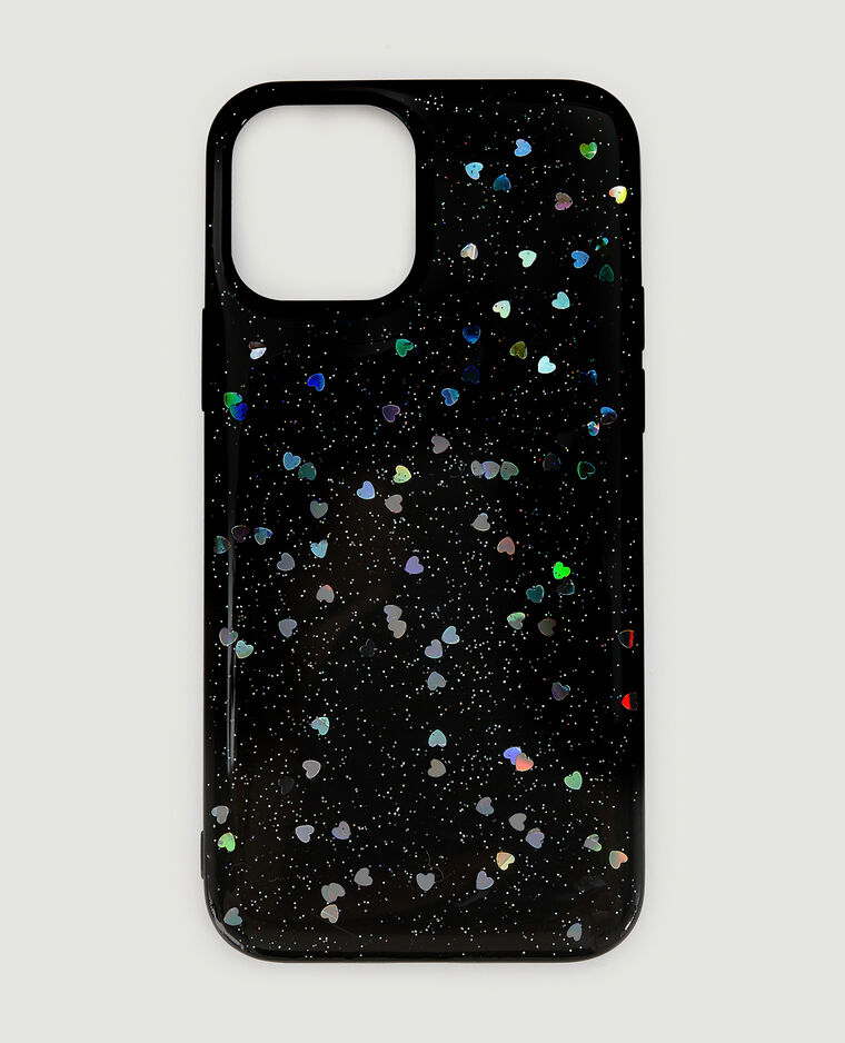 Coque iPhone "cœurs" noir - Pimkie