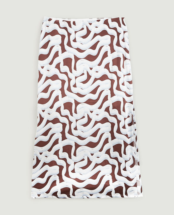 Jupe midi en tissu satiné noir - Pimkie