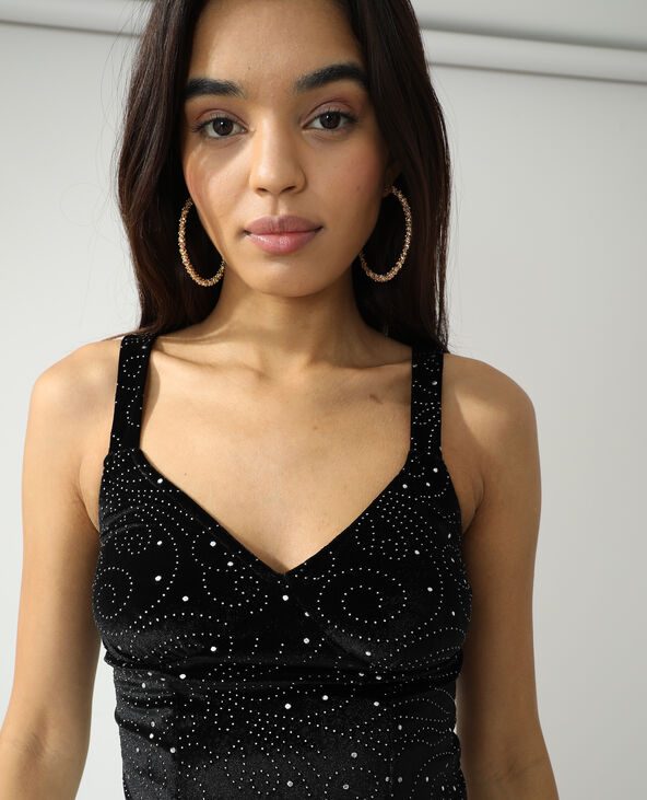 Haut avec strass en velours noir - Pimkie
