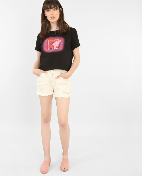 Short en jean taille haute blanc - Pimkie