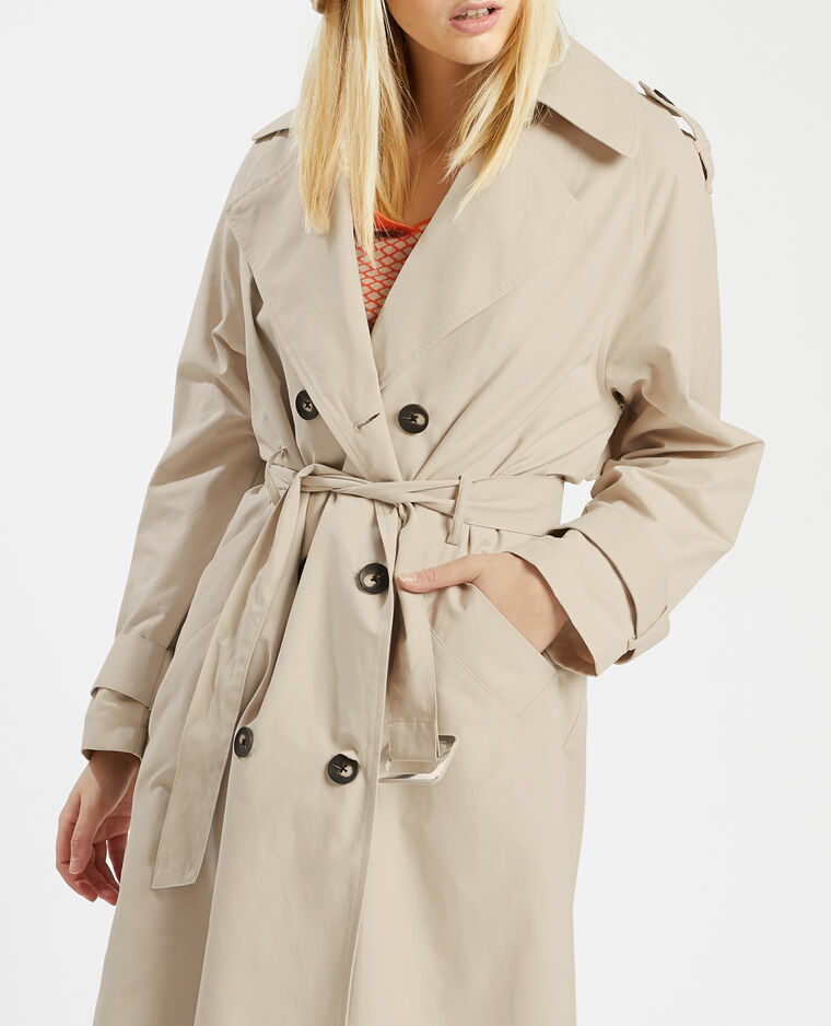 Trench long avec ceinture gris argenté - Pimkie
