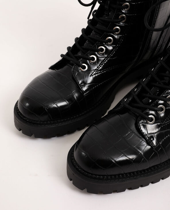 Boots rock en faux cuir noir - Pimkie