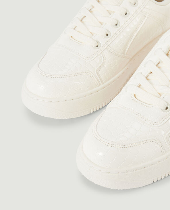 Sneakers en simili effet croco verni rose clair - Pimkie