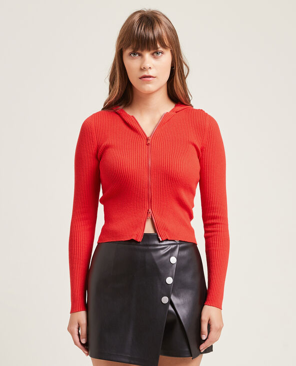 Gilet zippé à capuche rouge - Pimkie