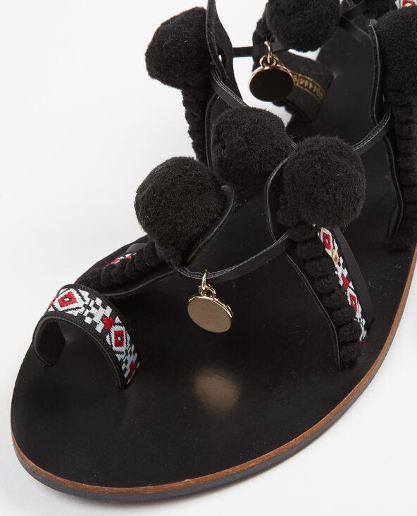 Sandales ethniques à new arrivals pompons