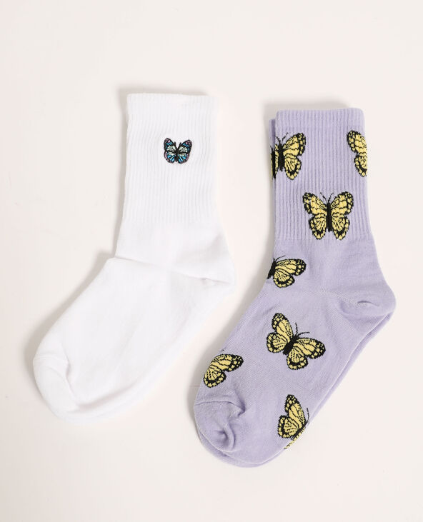Lot de 2 paires de chaussettes papillons violet - Pimkie