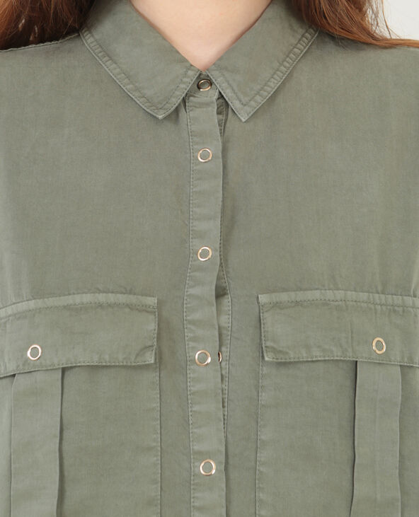 Robe chemise fluide vert de gris - Pimkie