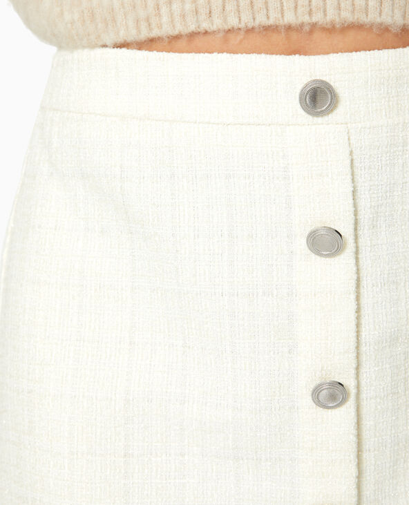 Jupe en tweed avec boutons blanc - Pimkie