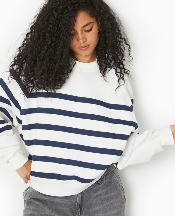 Sweat col rond rayé bleu - Pimkie