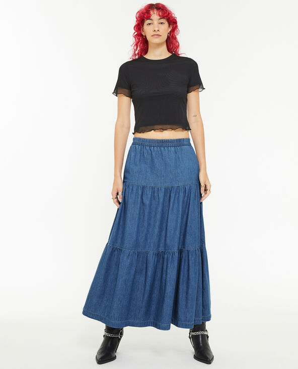 Jupe longue en chambray bleu - Pimkie