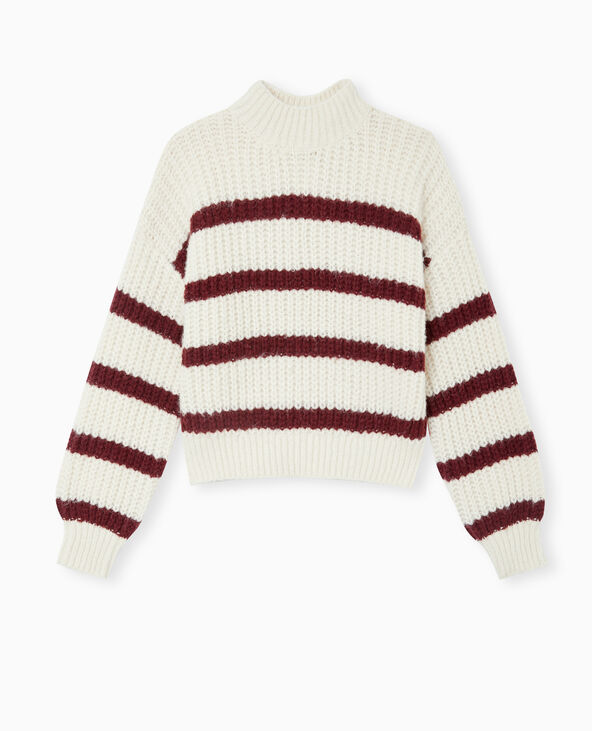 Pull grosse maille avec rayures blanc - Pimkie