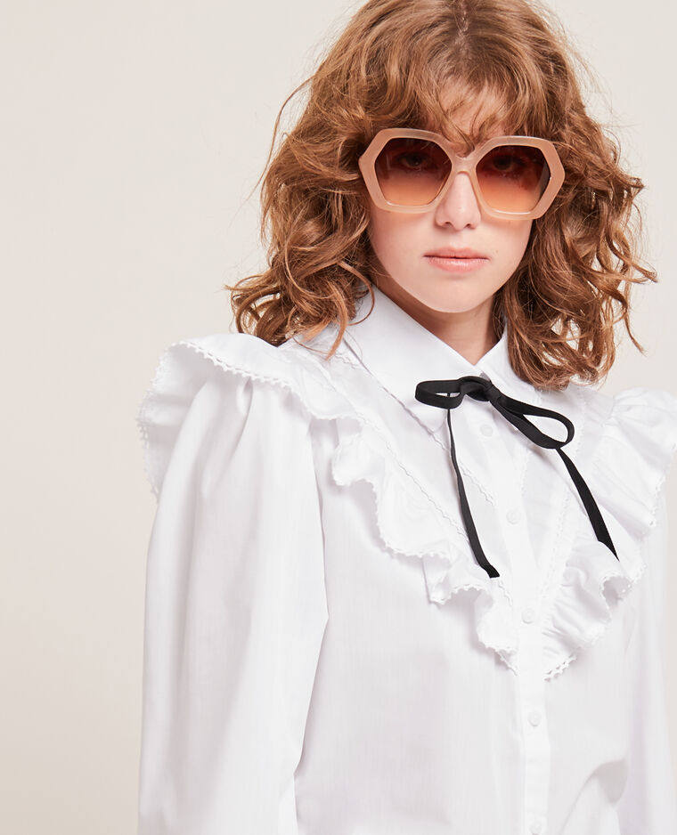 Chemise à volants brodés blanc - Pimkie