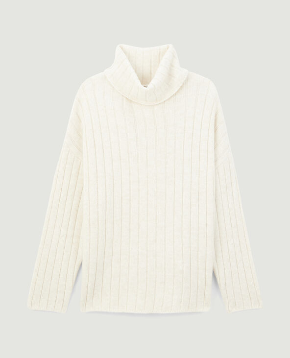 Pull oversize en maille côtes plates écru - Pimkie