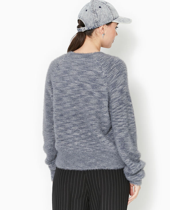 Pull col rond maille fluffy gris chiné - Pimkie