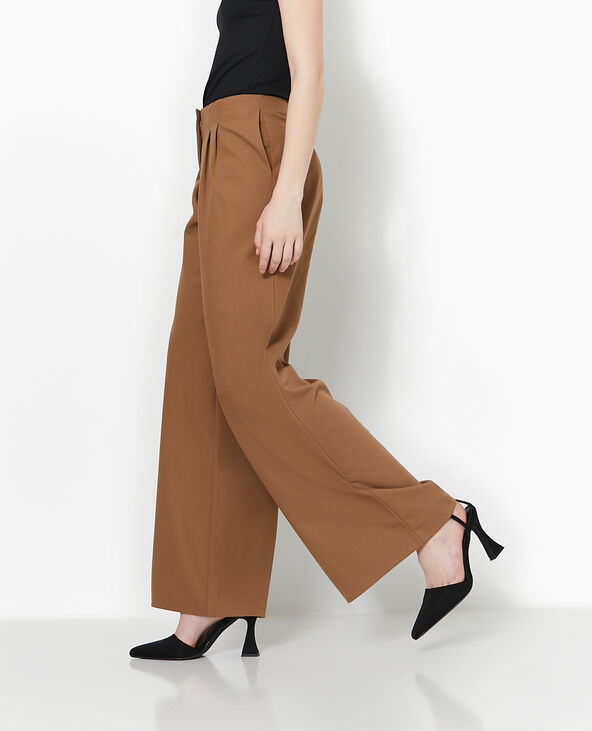 Pantalon large avec pinces marron - Pimkie