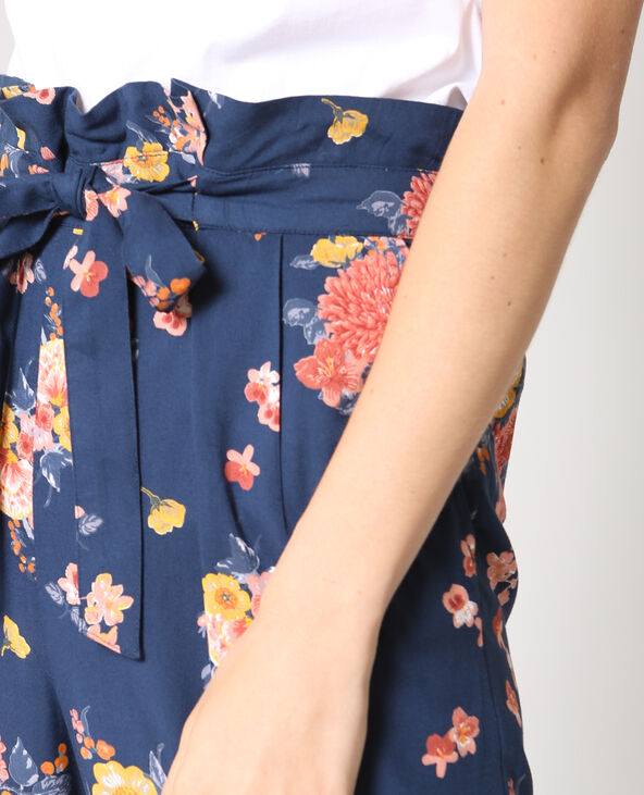 Pantalon fluide imprimé bleu marine - Pimkie
