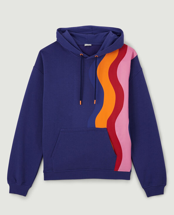 Sweat à capuche imprimé vagues multicolores violet - Pimkie