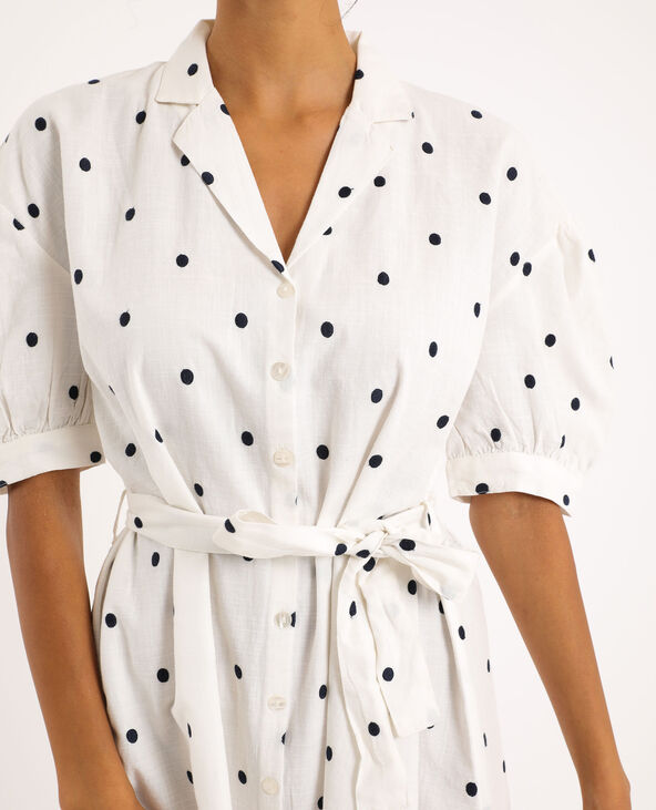 Robe chemisier manches bouffantes blanc - Pimkie