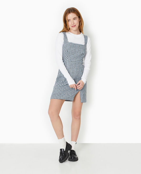 Robe courte à bretelles en tweed bleu clair - Pimkie