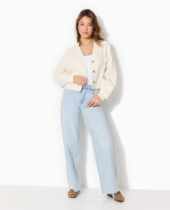 Jean wide taille haute avec bas coupés bleu clair - Pimkie