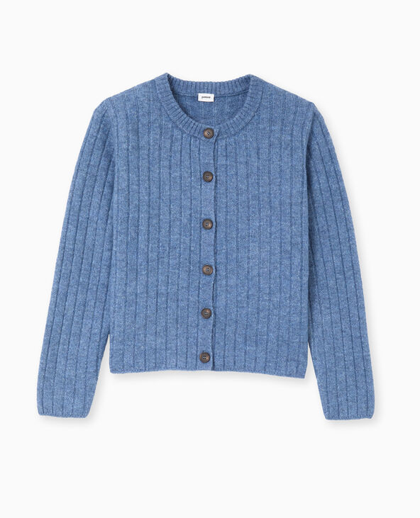 Gilet en maille côtes plates bleu - Pimkie