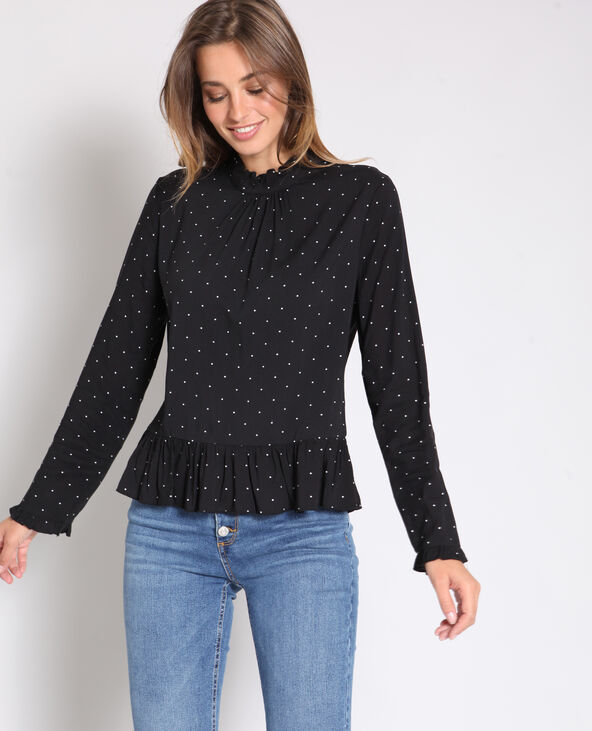 Blouse à petits pois noir - Pimkie