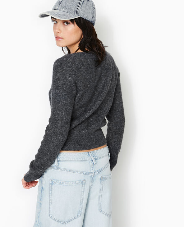 Pull en maille encolure carrée gris foncé - Pimkie