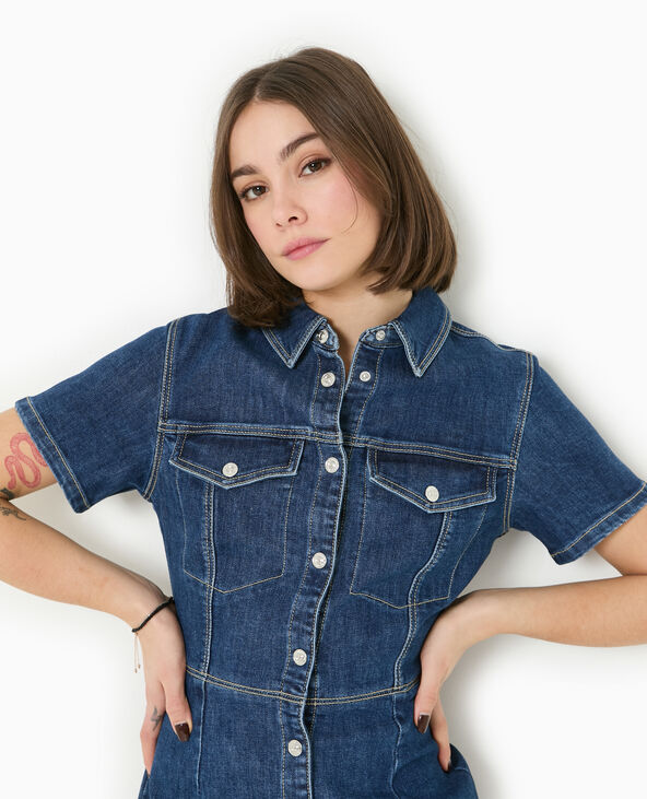 Robe courte et moulante en jean bleu - Pimkie