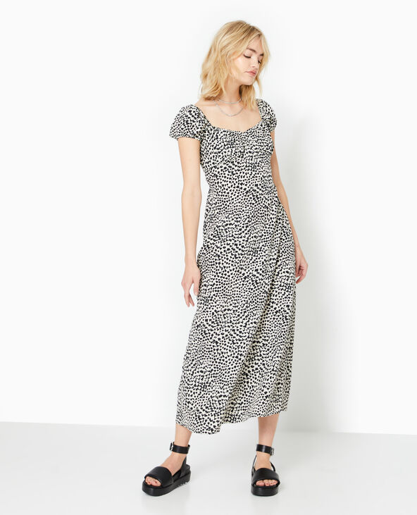 Robe longue forme empire motif tachete