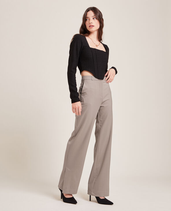 Pantalon droit à fentes taupe - Pimkie