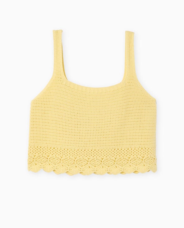 Top en maille ajourée façon crochet Jaune pâle - Pimkie