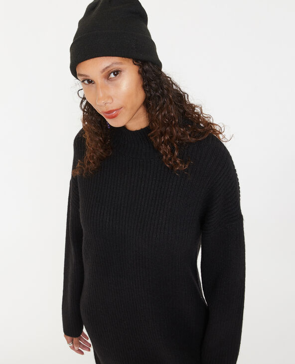 Robe courte en maille avec col montant noir - Pimkie