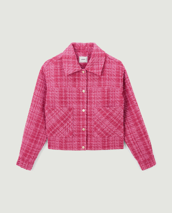 Veste courte et droite en tweed rose - Pimkie