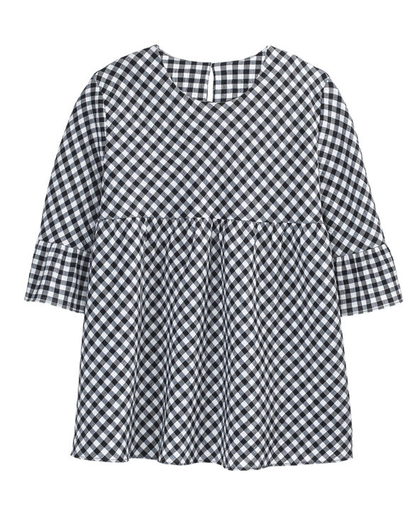 Blouse popeline vichy blanc - Pimkie