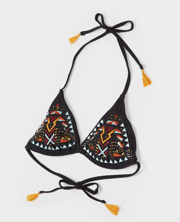 Haut de maillot de bain brodé noir - Pimkie